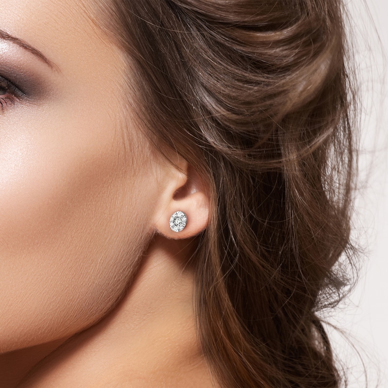 Main Image 4 of KAY Lab-Grown Diamonds Oval Halo Stud Earrings 2 ct tw 10K White Gold