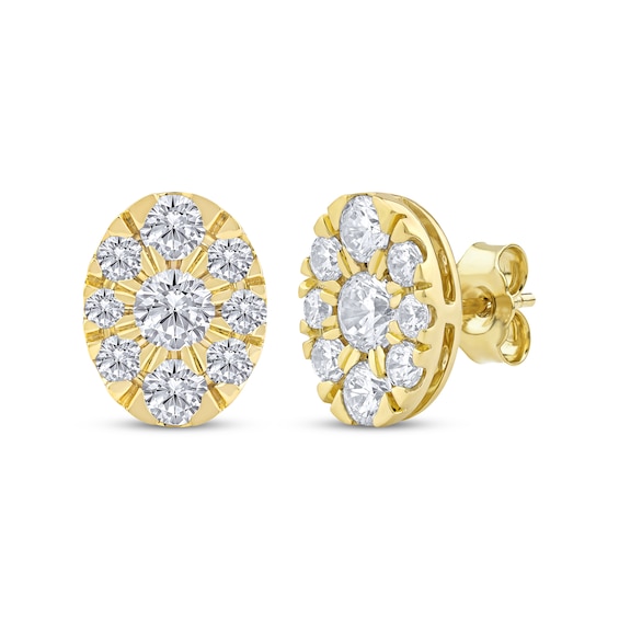 KAY Lab-Grown Diamonds Oval Halo Stud Earrings 2 ct tw 10K Yellow Gold