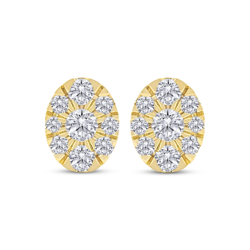 Main Image 2 of KAY Lab-Grown Diamonds Oval Halo Stud Earrings 2 ct tw 10K Yellow Gold
