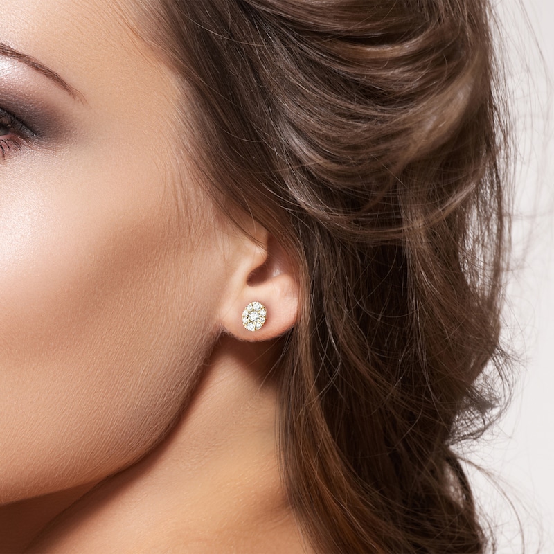 Main Image 4 of KAY Lab-Grown Diamonds Oval Halo Stud Earrings 2 ct tw 10K Yellow Gold