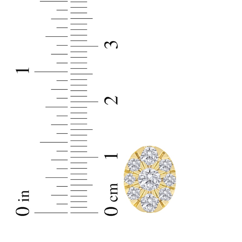 Main Image 5 of KAY Lab-Grown Diamonds Oval Halo Stud Earrings 2 ct tw 10K Yellow Gold