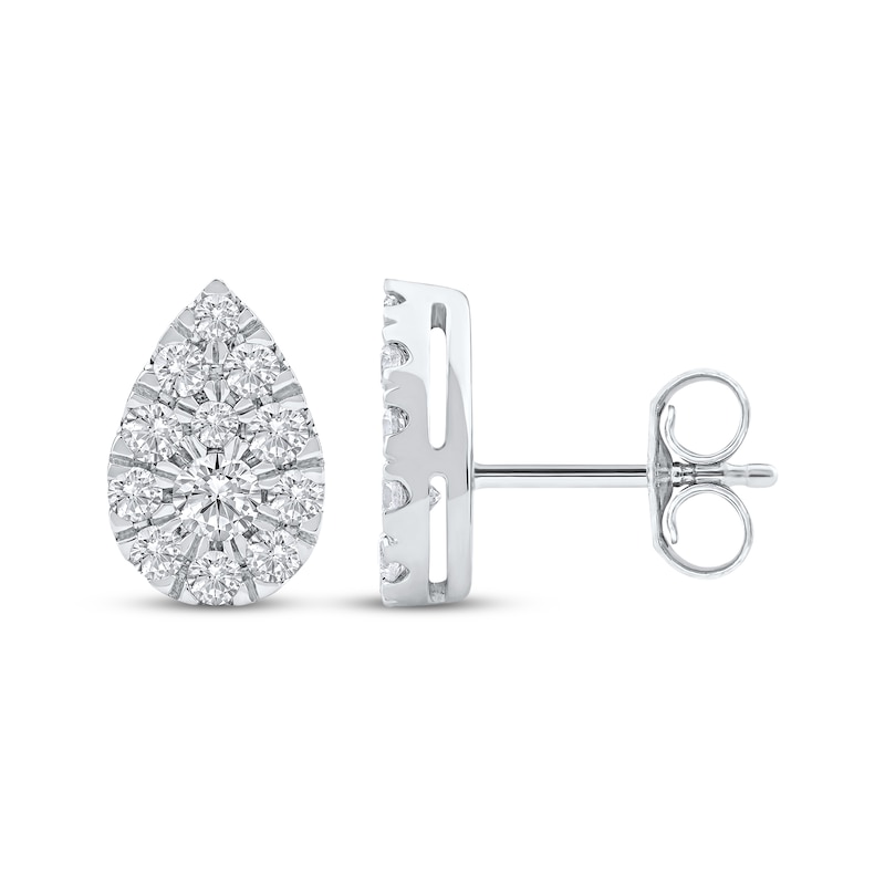 Main Image 3 of KAY Lab-Grown Diamonds Multi-Stone Pear-Shaped Stud Earrings 3/4 ct tw 10K White Gold