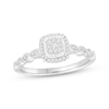 Thumbnail Image 1 of Multi-Diamond Cushion Halo Promise Ring 1/6 ct tw Sterling Silver