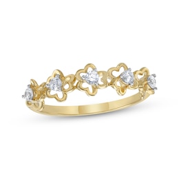 Diamond Clover Cutout Ring 1/5 ct tw 10K Yellow Gold