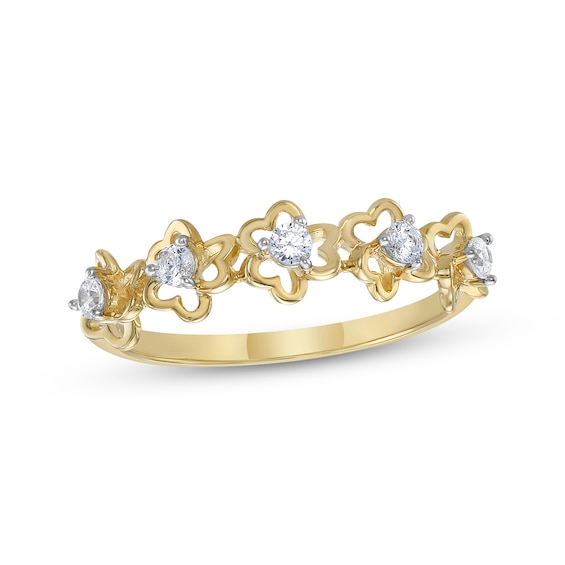 Diamond Clover Cutout Ring 1/5 ct tw 10K Yellow Gold