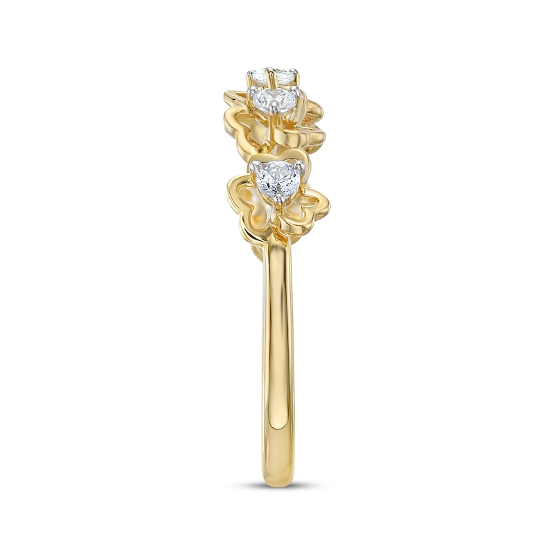 Main Image 2 of Diamond Clover Cutout Ring 1/5 ct tw 10K Yellow Gold