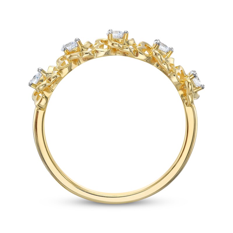 Main Image 3 of Diamond Clover Cutout Ring 1/5 ct tw 10K Yellow Gold