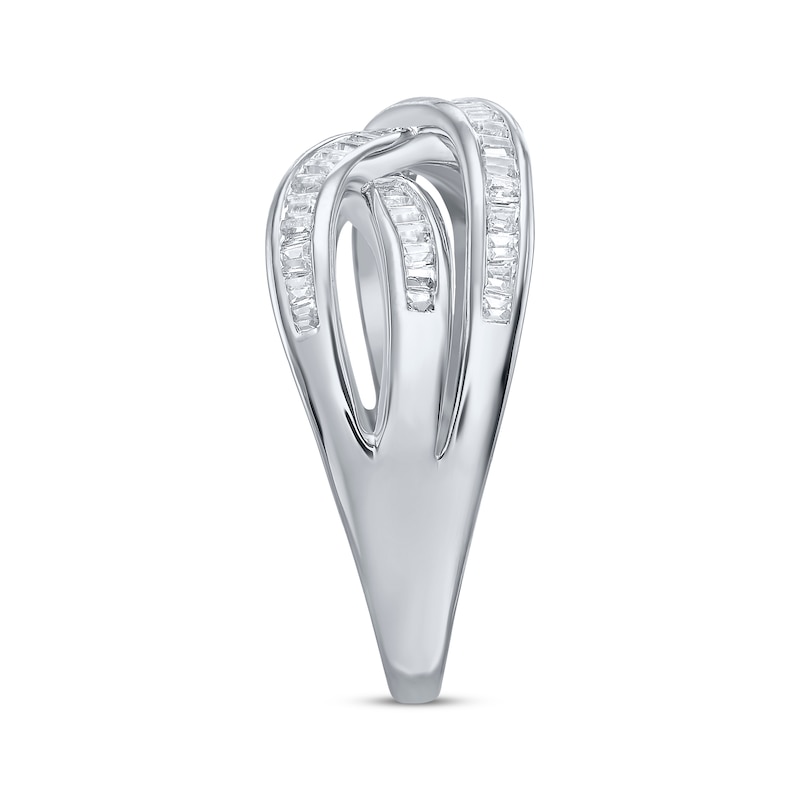 Main Image 2 of Baguette-Cut Diamond Crossover Ring 1/2 ct tw 10K White Gold