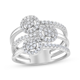 Diamond Circles Three-Row Ring 1/2 ct tw 10K White Gold