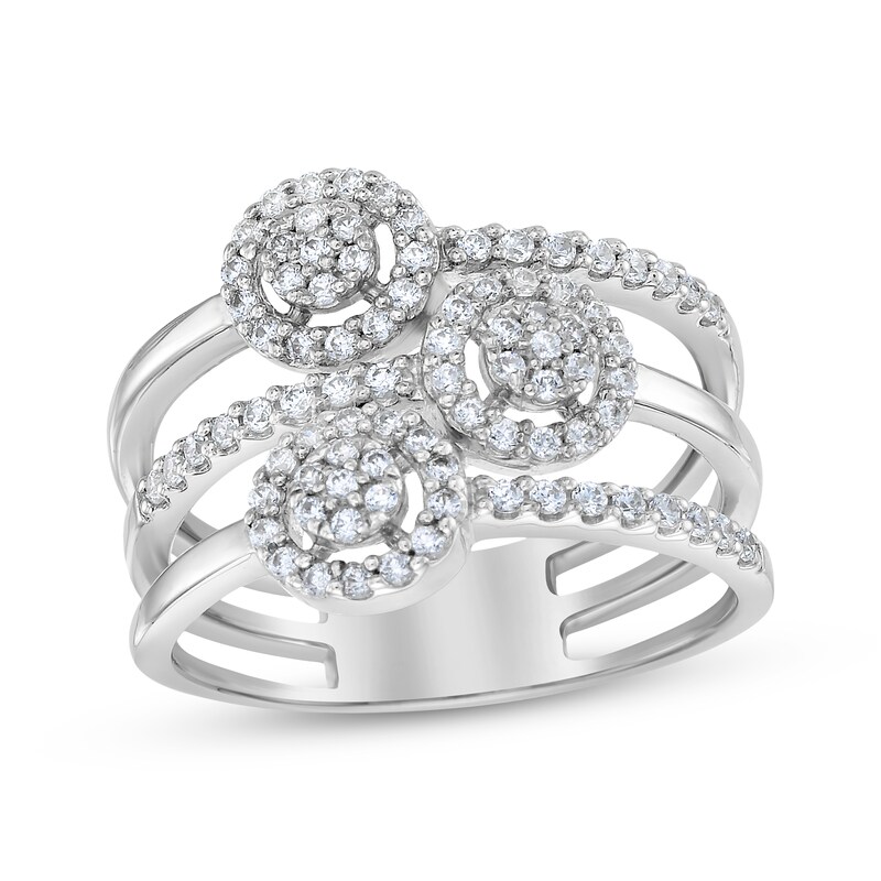 Main Image 1 of Diamond Circles Three-Row Ring 1/2 ct tw 10K White Gold