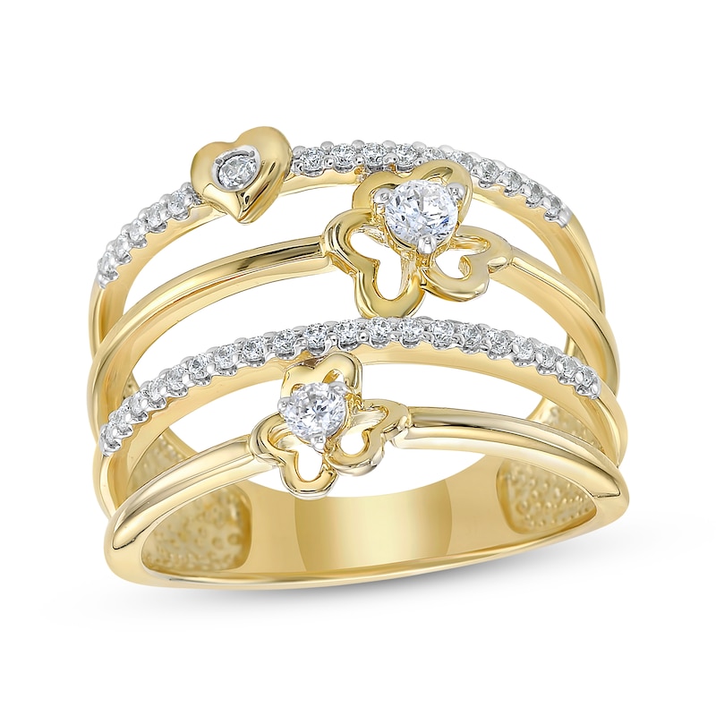 Main Image 1 of Diamond Charms Multi-Row Ring 1/3 ct tw 10K Yellow Gold
