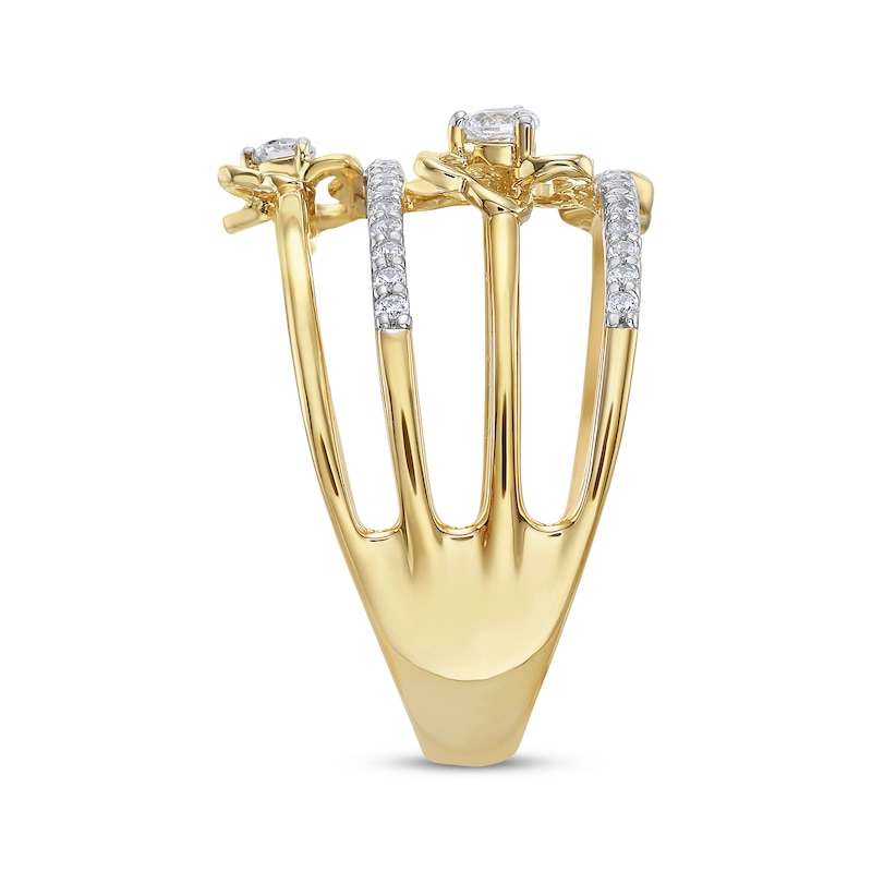 Main Image 2 of Diamond Charms Multi-Row Ring 1/3 ct tw 10K Yellow Gold