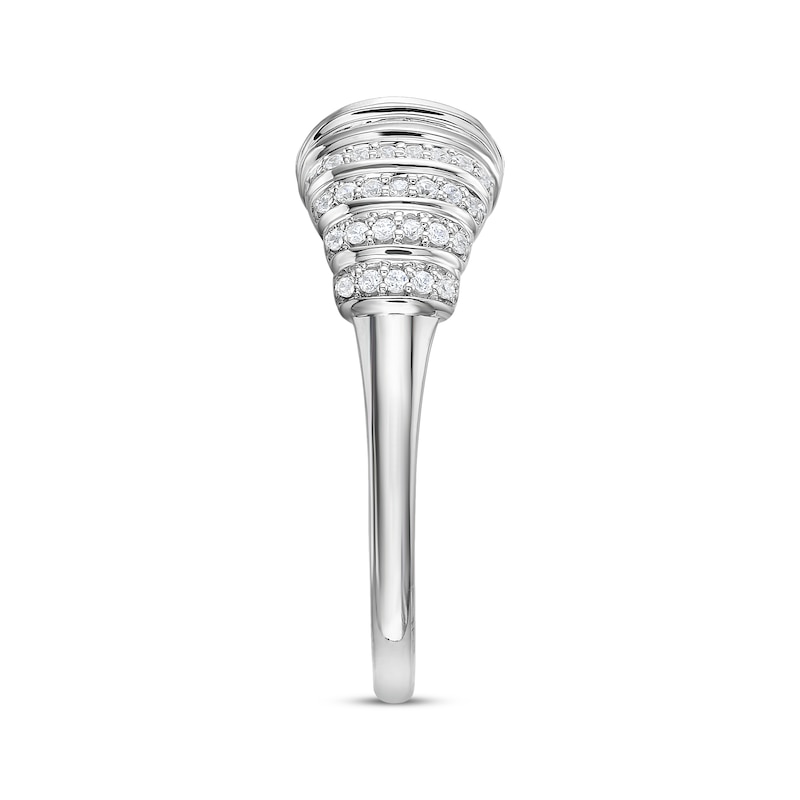 Main Image 2 of Baguette & Round-Cut Diamond Vertical Multi-Row Ring 1/3 ct tw 10K White Gold