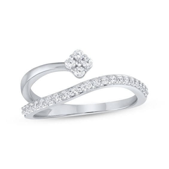 Diamond Deconstructed Flower Curve Ring 1/4 ct tw 10K White Gold
