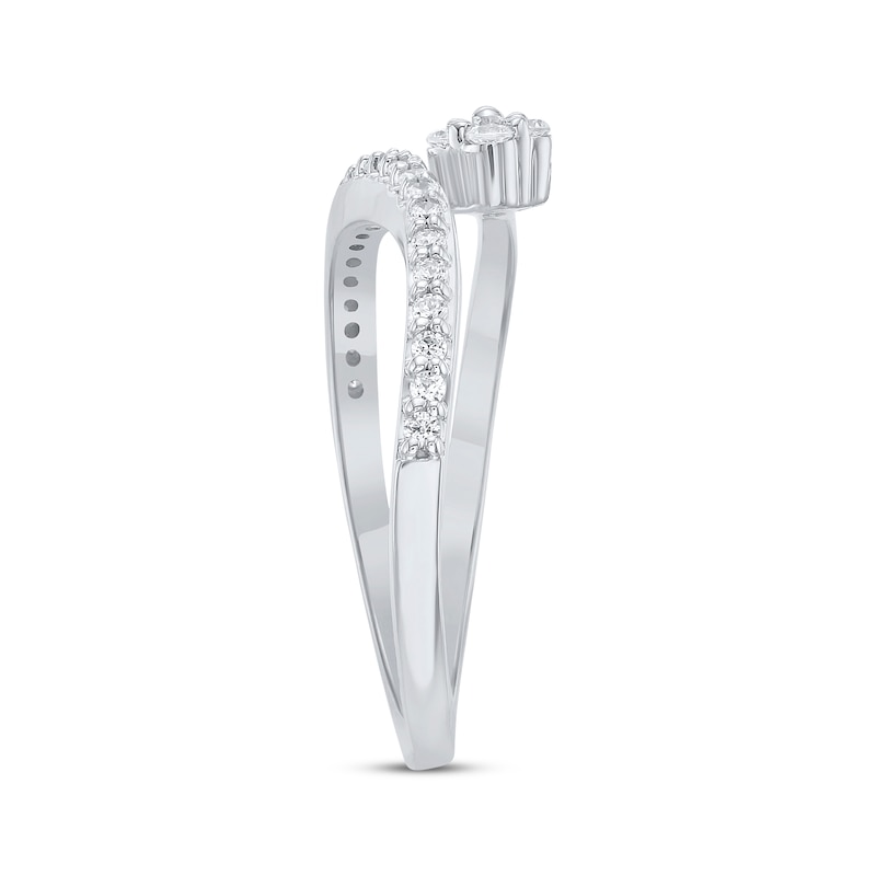 Main Image 2 of Diamond Deconstructed Flower Curve Ring 1/4 ct tw 10K White Gold