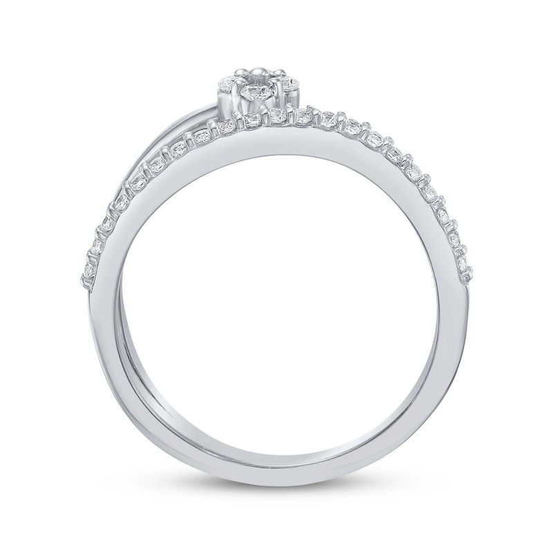 Main Image 3 of Diamond Deconstructed Flower Curve Ring 1/4 ct tw 10K White Gold