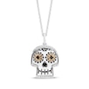 Thumbnail Image 0 of Disney Treasures Coco Black & White Diamond Sugar Skull Necklace 1/10 ct tw Sterling Silver & 10K Yellow Gold 19"