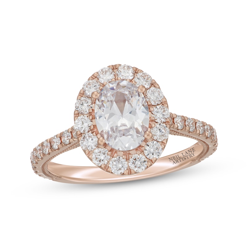 Neil Lane Artistry Oval-Cut Lab-Created Diamond Halo Engagement Ring 2 ct tw 14K Rose Gold