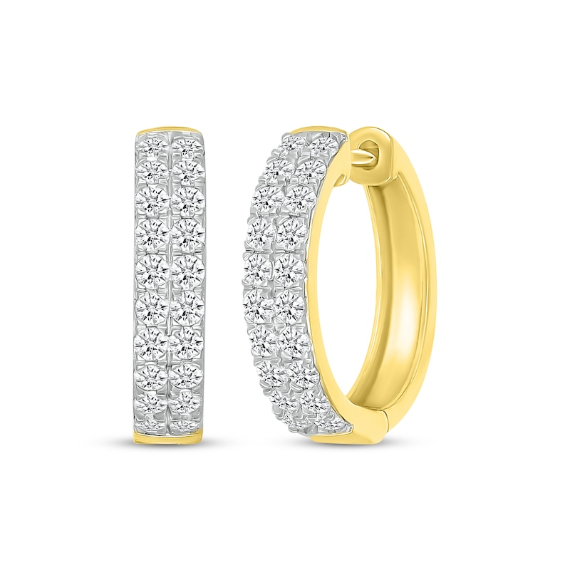 Main Image 1 of KAY Lab-Grown Diamonds Two-Row Hoop Earrings 1 ct tw 10K Yellow Gold