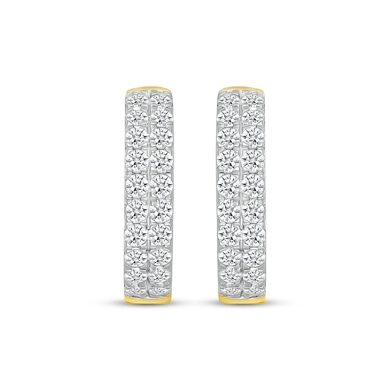 Lab-Created Diamonds by KAY Two-Row Hoop Earrings 1 ct tw 10K Yellow Gold