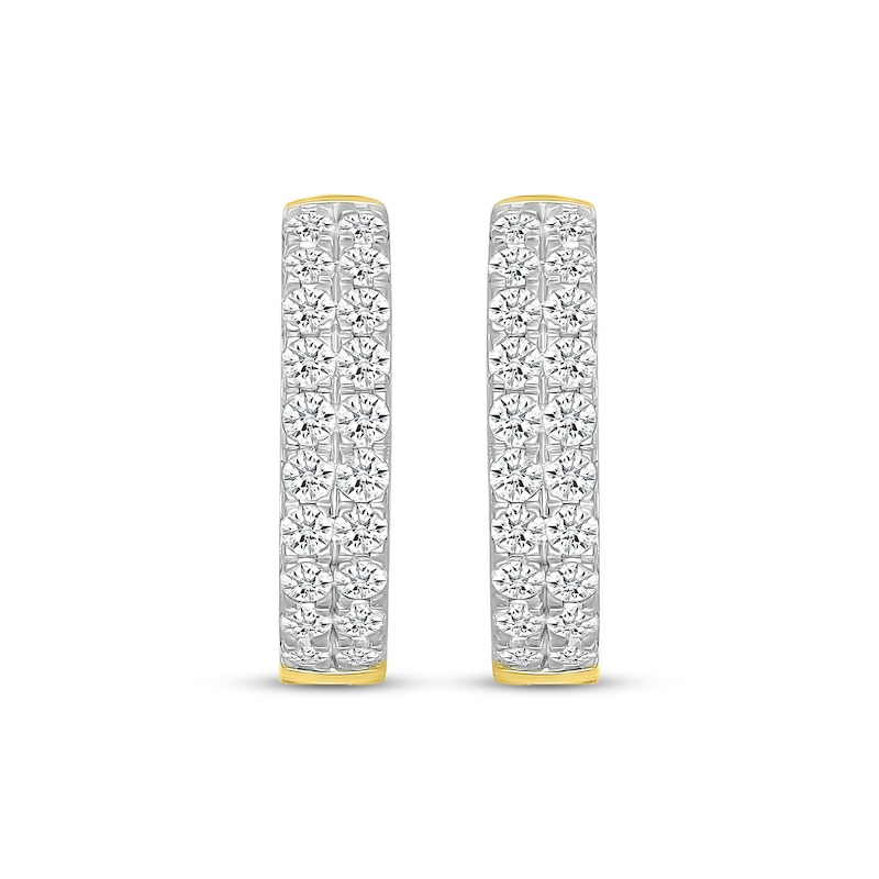 Main Image 2 of KAY Lab-Grown Diamonds Two-Row Hoop Earrings 1 ct tw 10K Yellow Gold