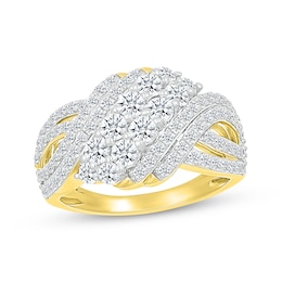 KAY Lab-Grown Diamonds Multi-Row Crossover Fashion Ring 1-1/2 ct tw 10K Yellow Gold