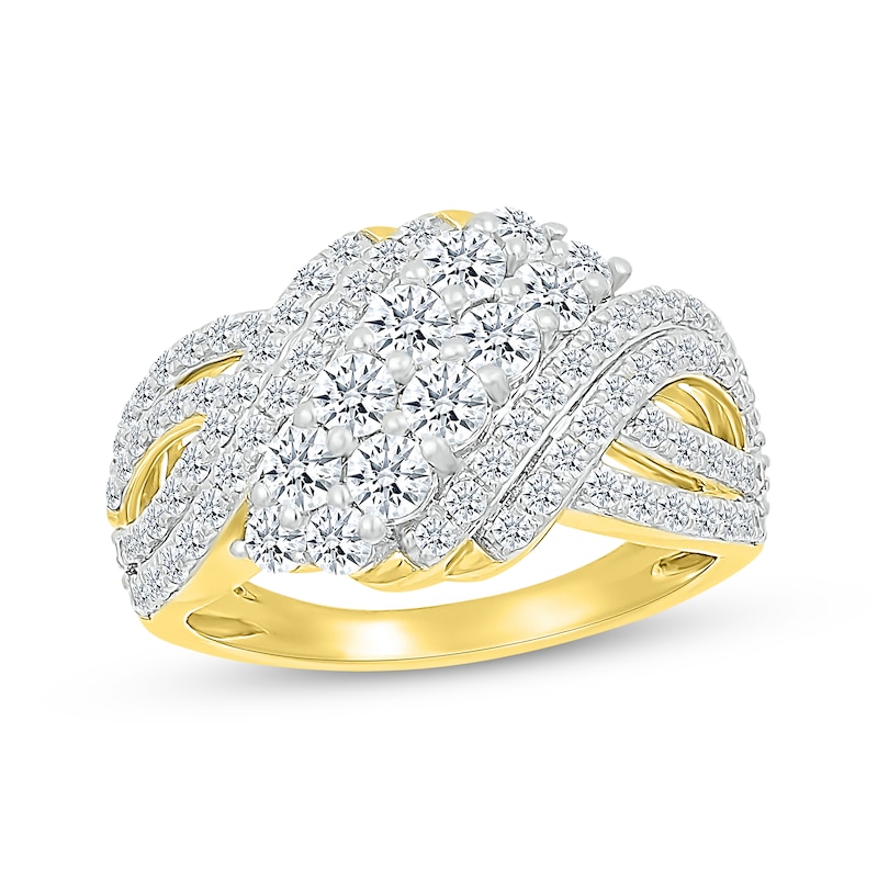 Main Image 1 of KAY Lab-Grown Diamonds Multi-Row Crossover Fashion Ring 1-1/2 ct tw 10K Yellow Gold