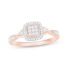 Thumbnail Image 1 of Multi-Diamond Cushion Halo Promise Ring 1/6 ct tw 10K Rose Gold