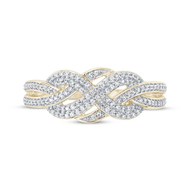 Main Image 1 of Diamond Crossover Infinity Ring 1/4 ct tw 10K Yellow Gold