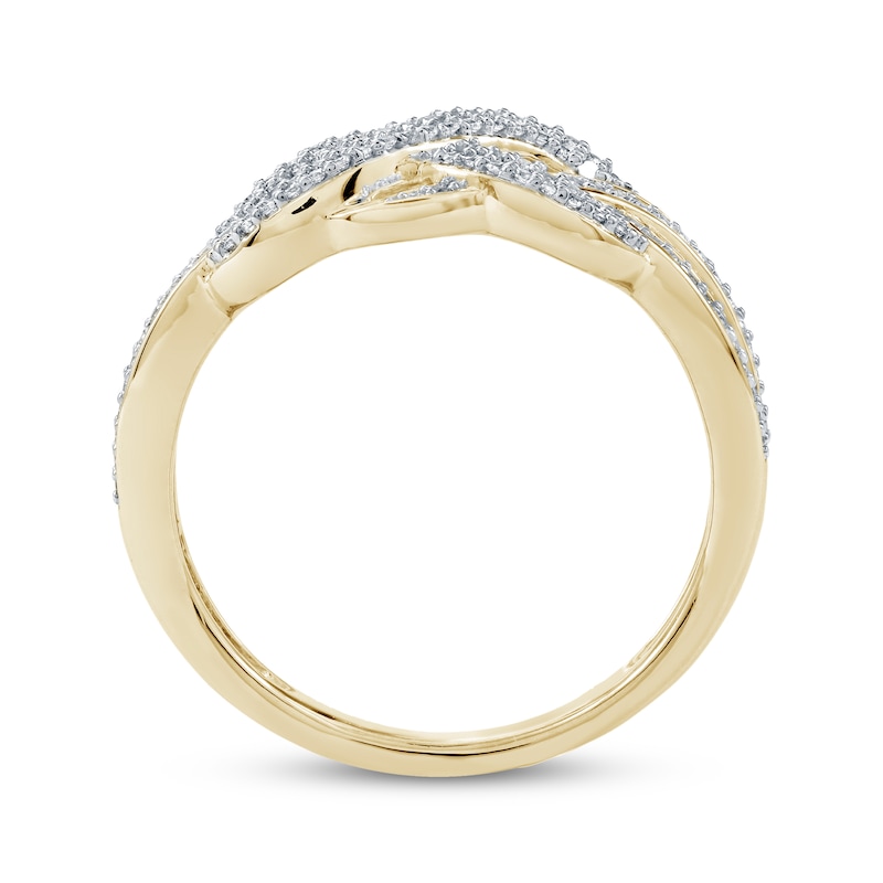 Main Image 4 of Diamond Crossover Infinity Ring 1/4 ct tw 10K Yellow Gold