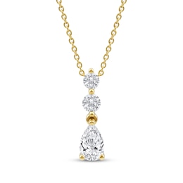 KAY Lab-Grown Diamonds Pear & Round-Cut Drop Necklace 1/2 ct tw 10K Yellow Gold 18"