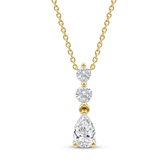 KAY Lab-Grown Diamonds Pear & Round-Cut Drop Necklace 1/2 ct tw 10K Yellow Gold 18"