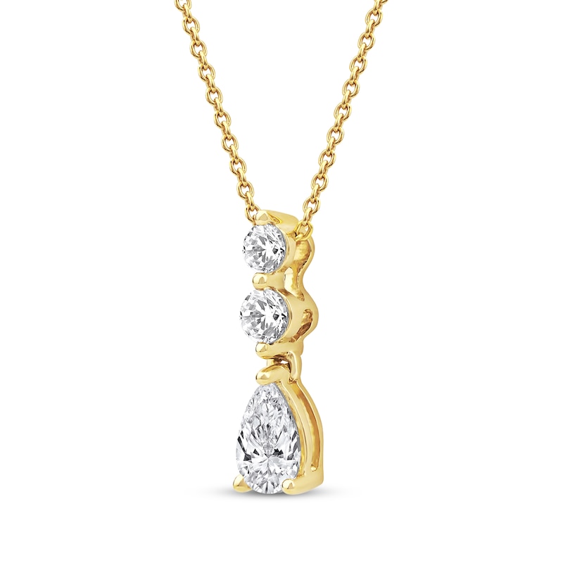 Main Image 2 of KAY Lab-Grown Diamonds Pear & Round-Cut Drop Necklace 1/2 ct tw 10K Yellow Gold 18&quot;