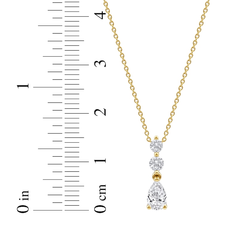 Main Image 5 of KAY Lab-Grown Diamonds Pear & Round-Cut Drop Necklace 1/2 ct tw 10K Yellow Gold 18&quot;