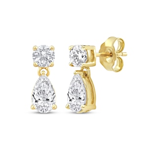 KAY Lab-Grown Diamonds Pear & Round-Cut Dangle Earrings 3/4 ct tw 10K Yellow Gold