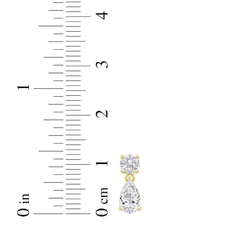 Main Image 5 of KAY Lab-Grown Diamonds Pear & Round-Cut Dangle Earrings 3/4 ct tw 10K Yellow Gold