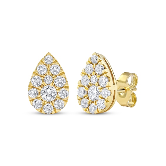 Lab-Created Diamonds by KAY Multi-Stone Pear-Shaped Stud Earrings 3/4 ct tw 10K Yellow Gold