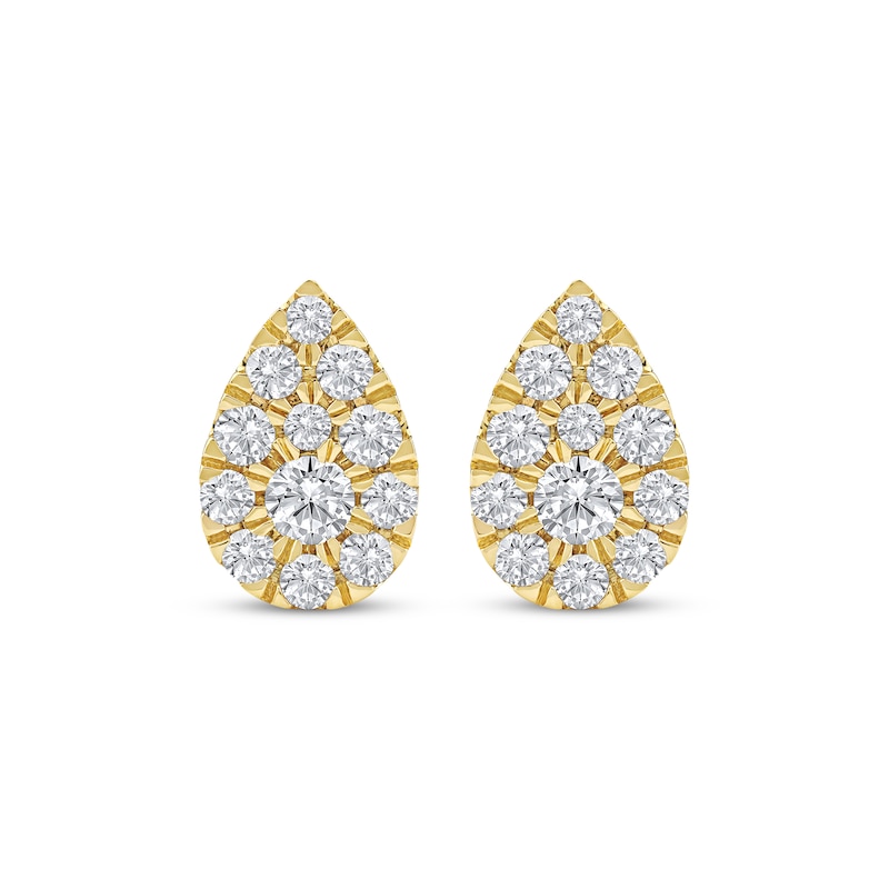 Main Image 2 of KAY Lab-Grown Diamonds Multi-Stone Pear-Shaped Stud Earrings 3/4 ct tw 10K Yellow Gold