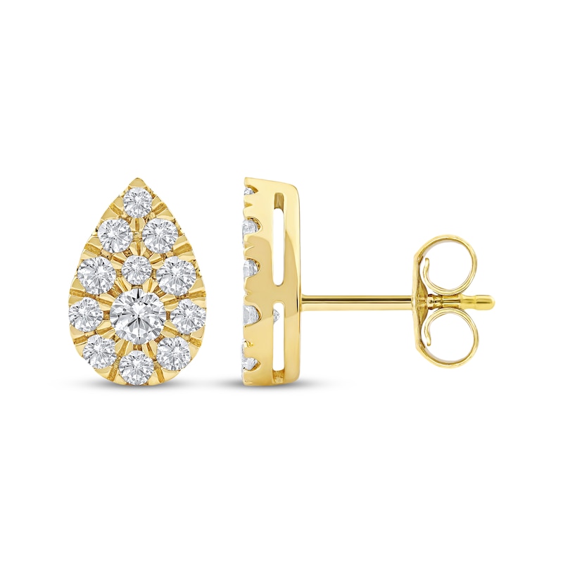 Main Image 3 of KAY Lab-Grown Diamonds Multi-Stone Pear-Shaped Stud Earrings 3/4 ct tw 10K Yellow Gold
