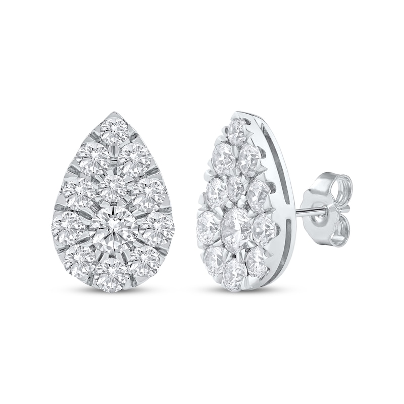 Main Image 1 of KAY Lab-Grown Diamonds Multi-Stone Pear-Shaped Stud Earrings 2 ct tw 10K White Gold