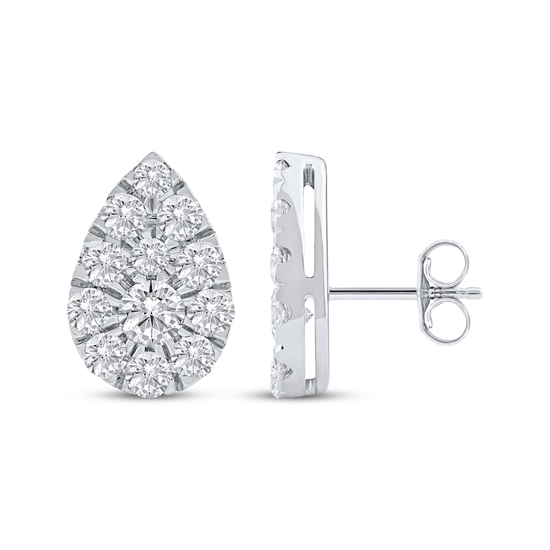Main Image 3 of KAY Lab-Grown Diamonds Multi-Stone Pear-Shaped Stud Earrings 2 ct tw 10K White Gold