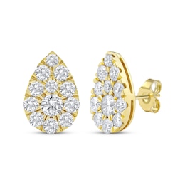 KAY Lab-Grown Diamonds Multi-Stone Pear-Shaped Stud Earrings 2 ct tw 10K Yellow Gold