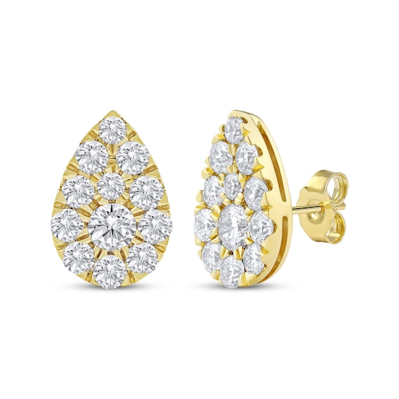 KAY Lab-Grown Diamonds Multi-Stone Pear-Shaped Stud Earrings 2 ct tw 10K Yellow Gold