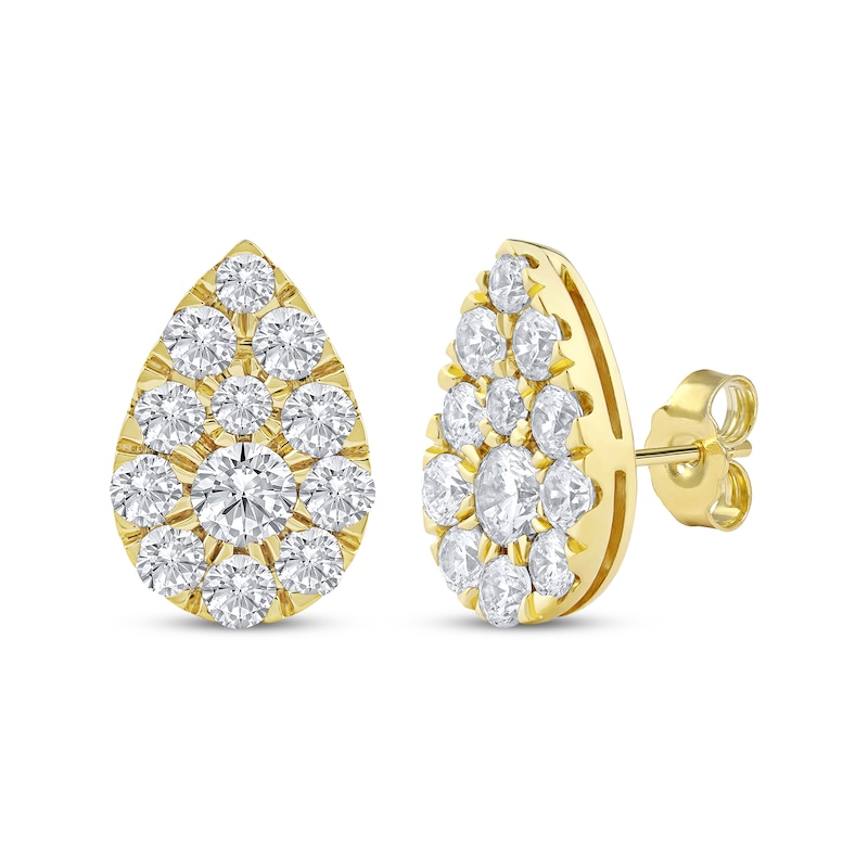 Main Image 1 of KAY Lab-Grown Diamonds Multi-Stone Pear-Shaped Stud Earrings 2 ct tw 10K Yellow Gold