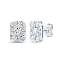 KAY Lab-Grown Diamonds Multi-Stone Rectangle Stud Earrings 1-1/2 ct tw 10K White Gold