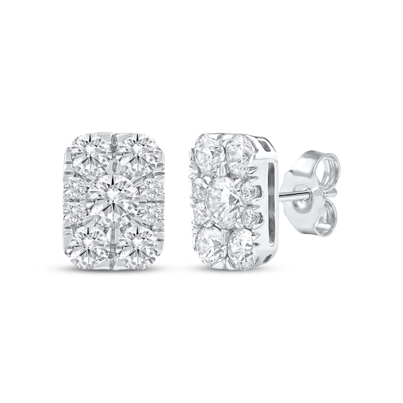KAY Lab-Grown Diamonds Multi-Stone Rectangle Stud Earrings 1-1/2 ct tw 10K White Gold