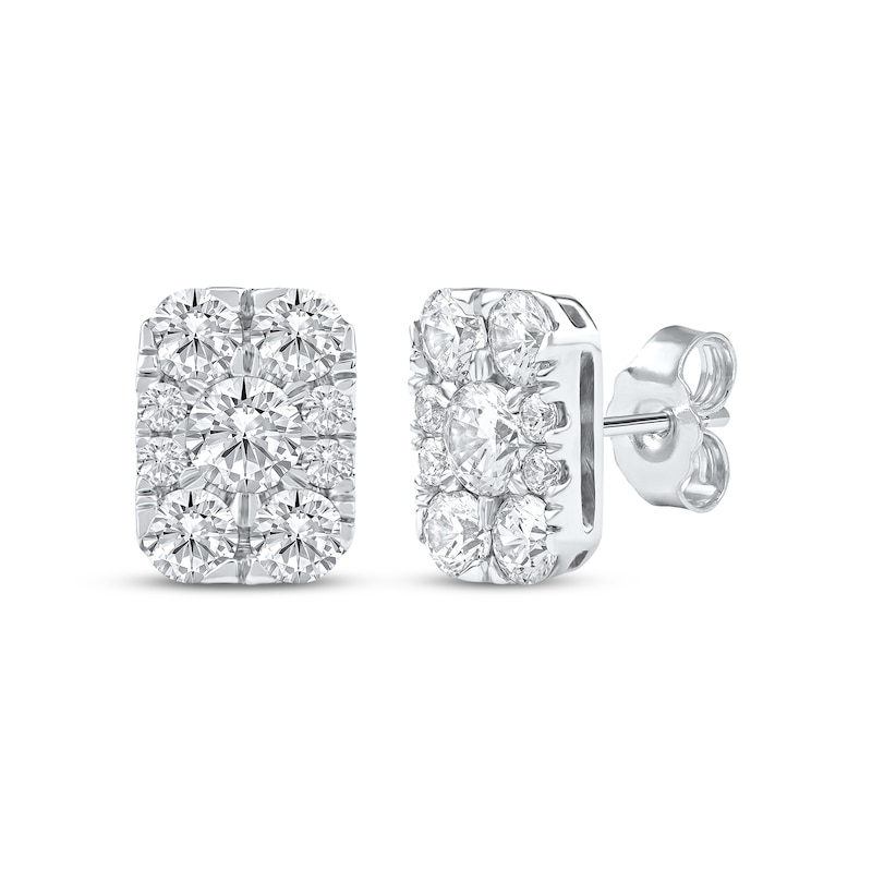Main Image 1 of KAY Lab-Grown Diamonds Multi-Stone Rectangle Stud Earrings 1-1/2 ct tw 10K White Gold