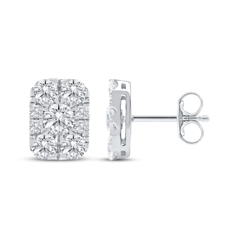 Main Image 3 of KAY Lab-Grown Diamonds Multi-Stone Rectangle Stud Earrings 1-1/2 ct tw 10K White Gold