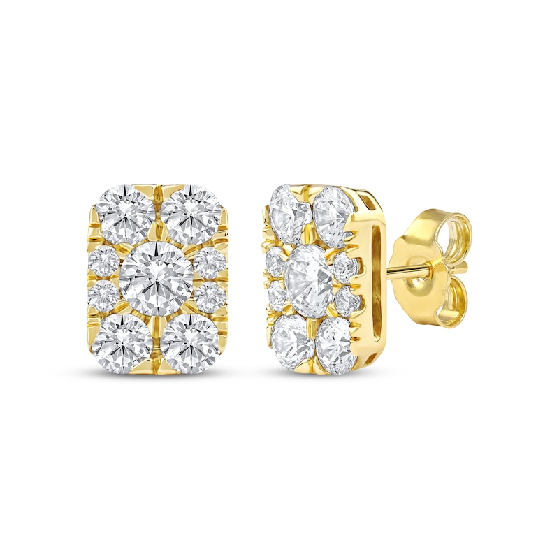Main Image 1 of KAY Lab-Grown Diamonds Multi-Stone Rectangle Stud Earrings 1-1/2 ct tw 10K Yellow Gold