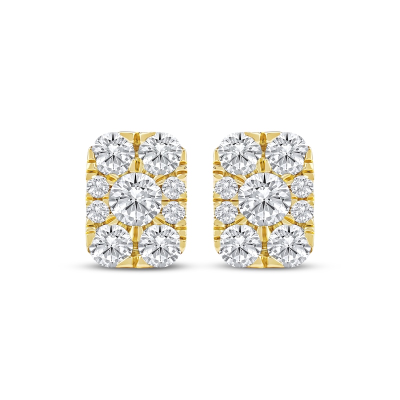Main Image 2 of KAY Lab-Grown Diamonds Multi-Stone Rectangle Stud Earrings 1-1/2 ct tw 10K Yellow Gold